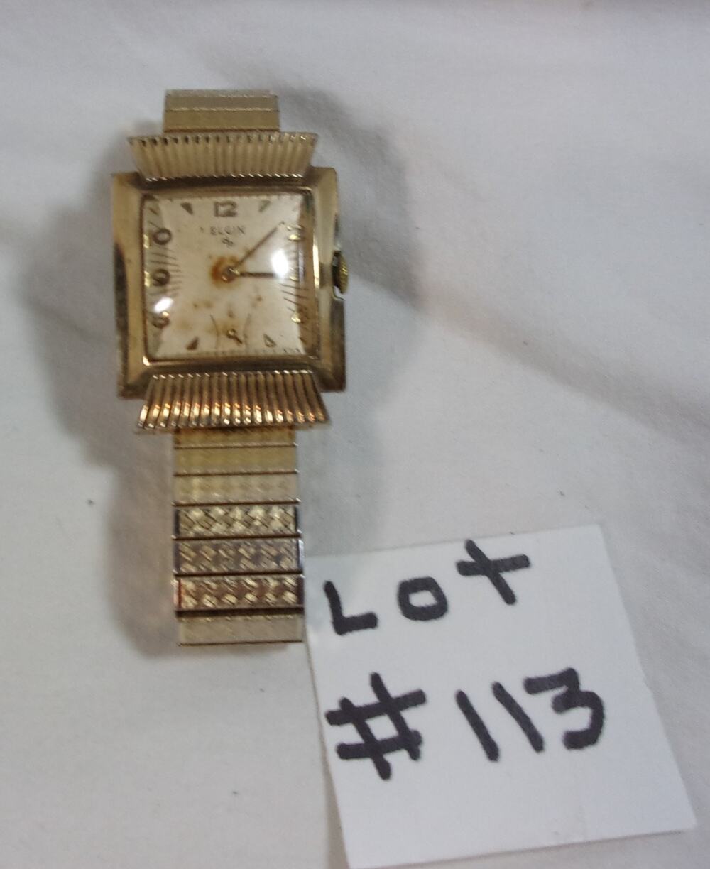 VINTAGE 1950'S ELGIN DP WINDUP WATCH-10KR.G.P. BEZEL-RUNS